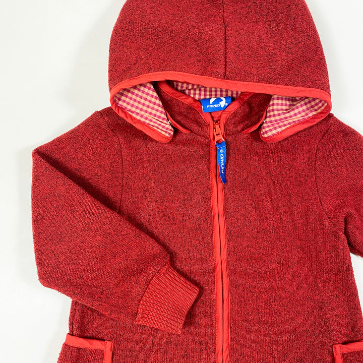 Finkid red fleece jacket with removable hood 100/110 2
