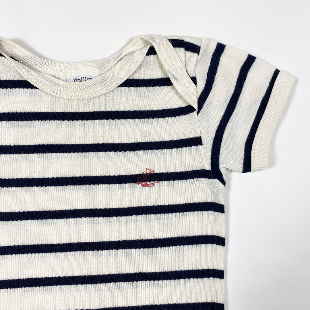 Petit Bateau navy striped short-sleeved body 12M/74