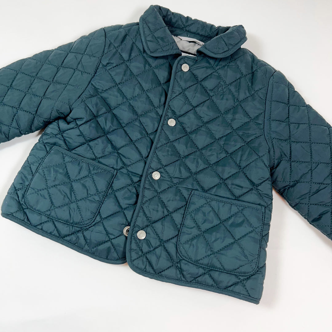 Petit Bateau bottle green quilted jacket 12M 2