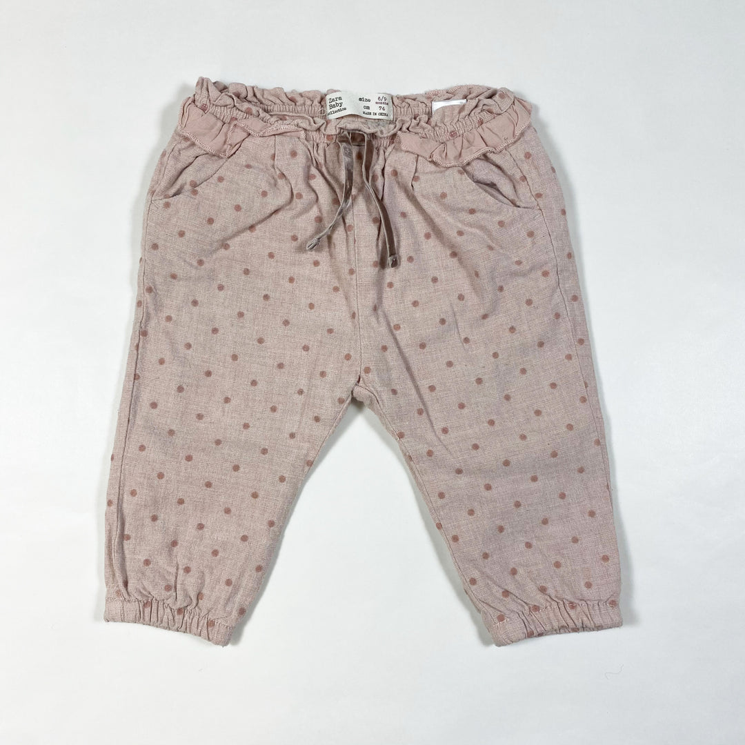 Zara soft lillac polkadots pants with fringes 6-9M/74 1