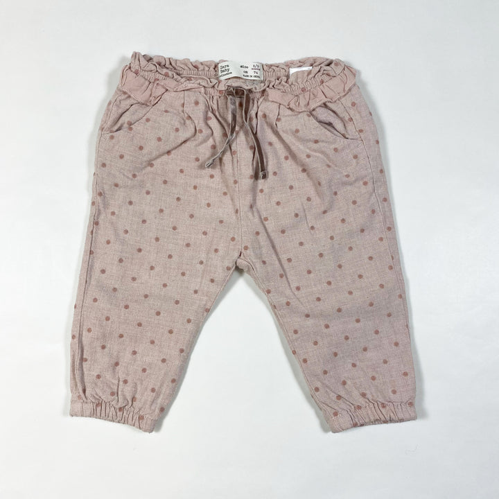 Zara soft lillac polkadots pants with fringes 6-9M/74 1