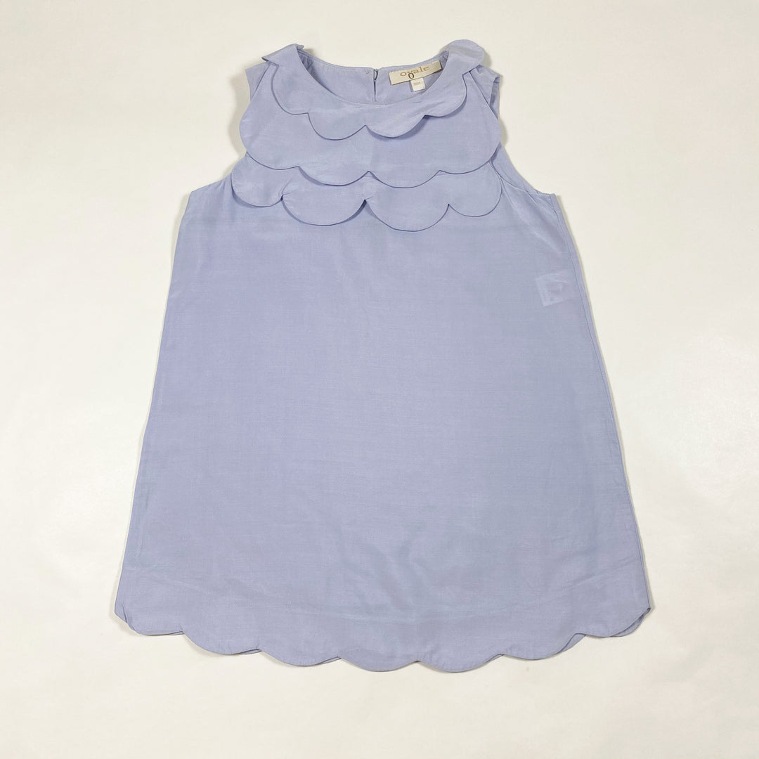 Ovale blue silk blouse dress with petal collar 36M 1