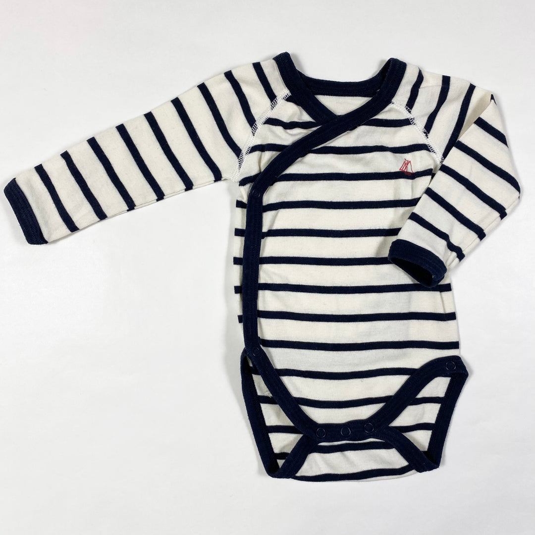 Petit Bateau navy striped longsleeve wrap body 3M/60 1