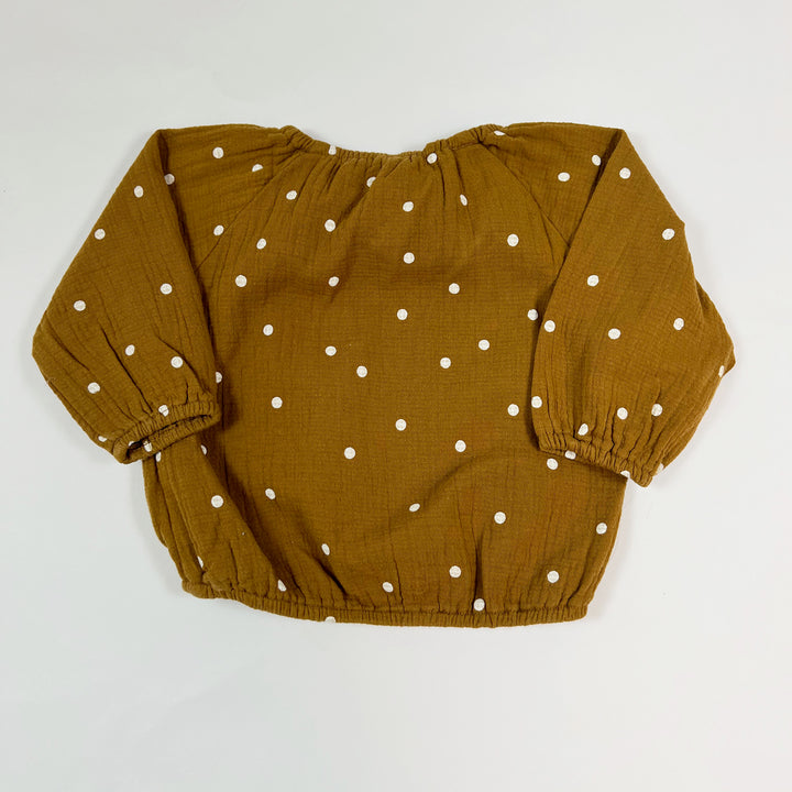 Quincy Mae ocre polka dot muslin blouse 6-12M 2