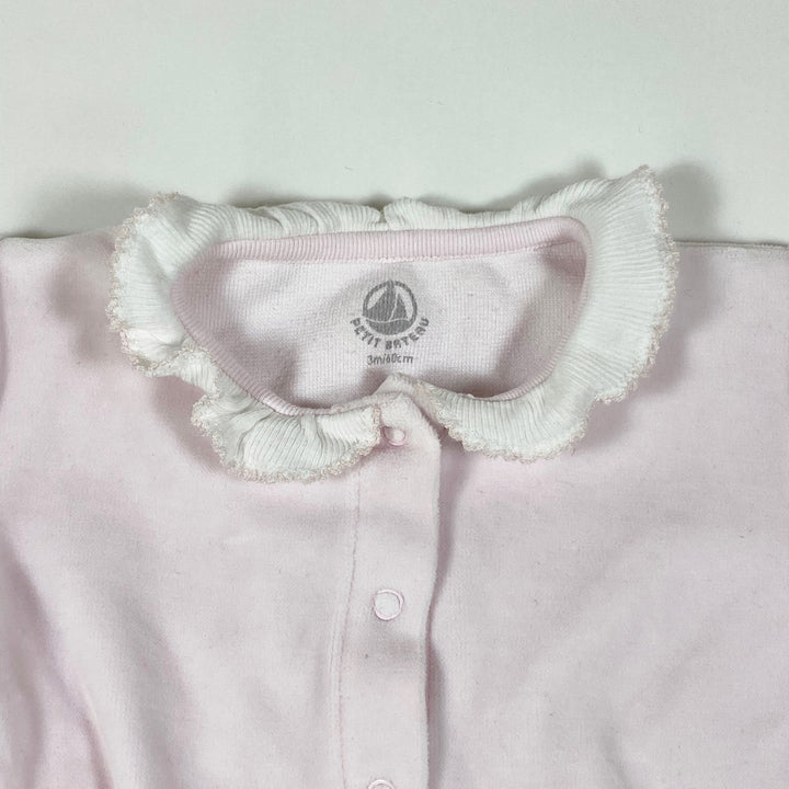 Petit Bateau soft rose velour pyjama with collar 3M/60