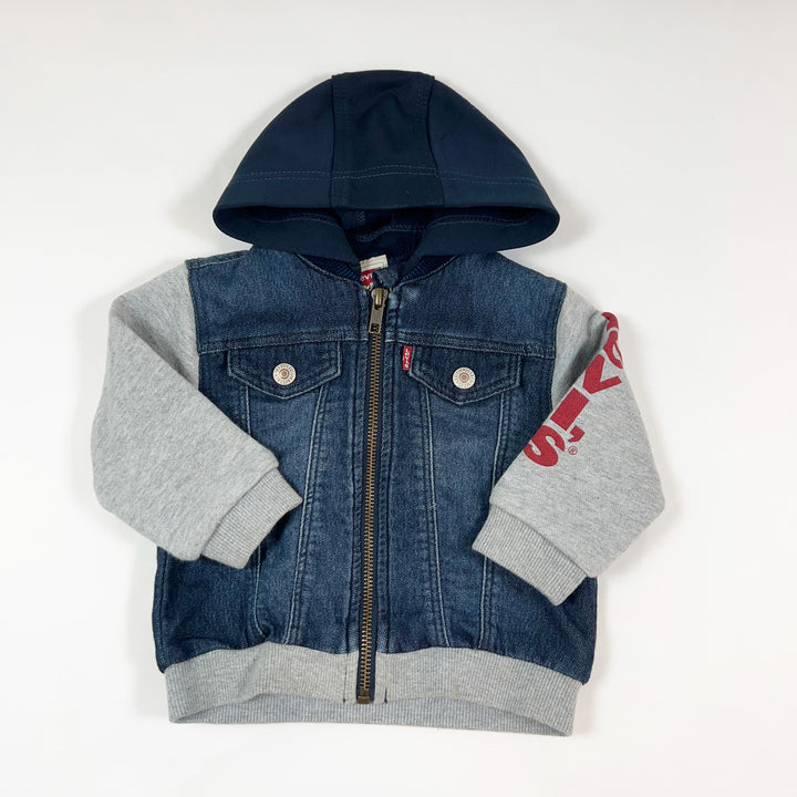 Levis denim zip jacket with navy detachable hood 12M 1