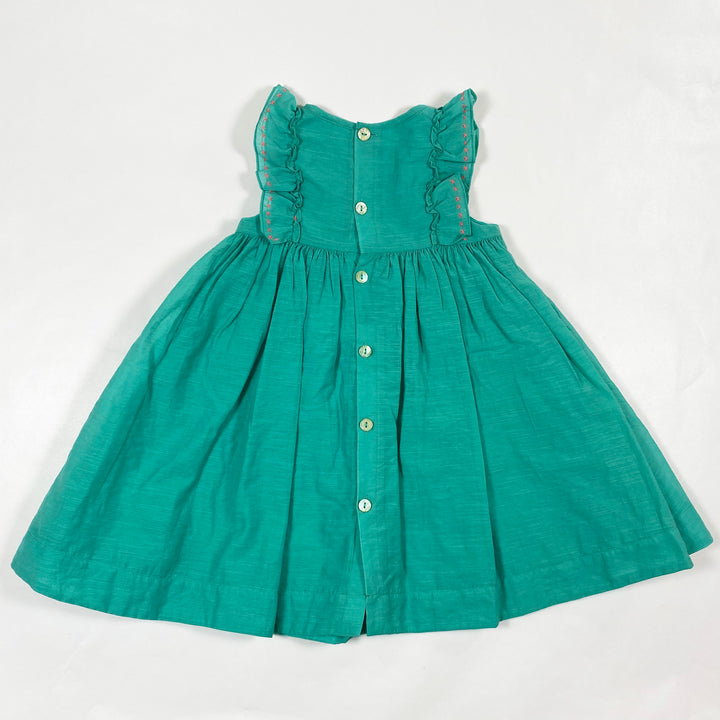 Tartine et Chocolat green smocked dress 2A 3