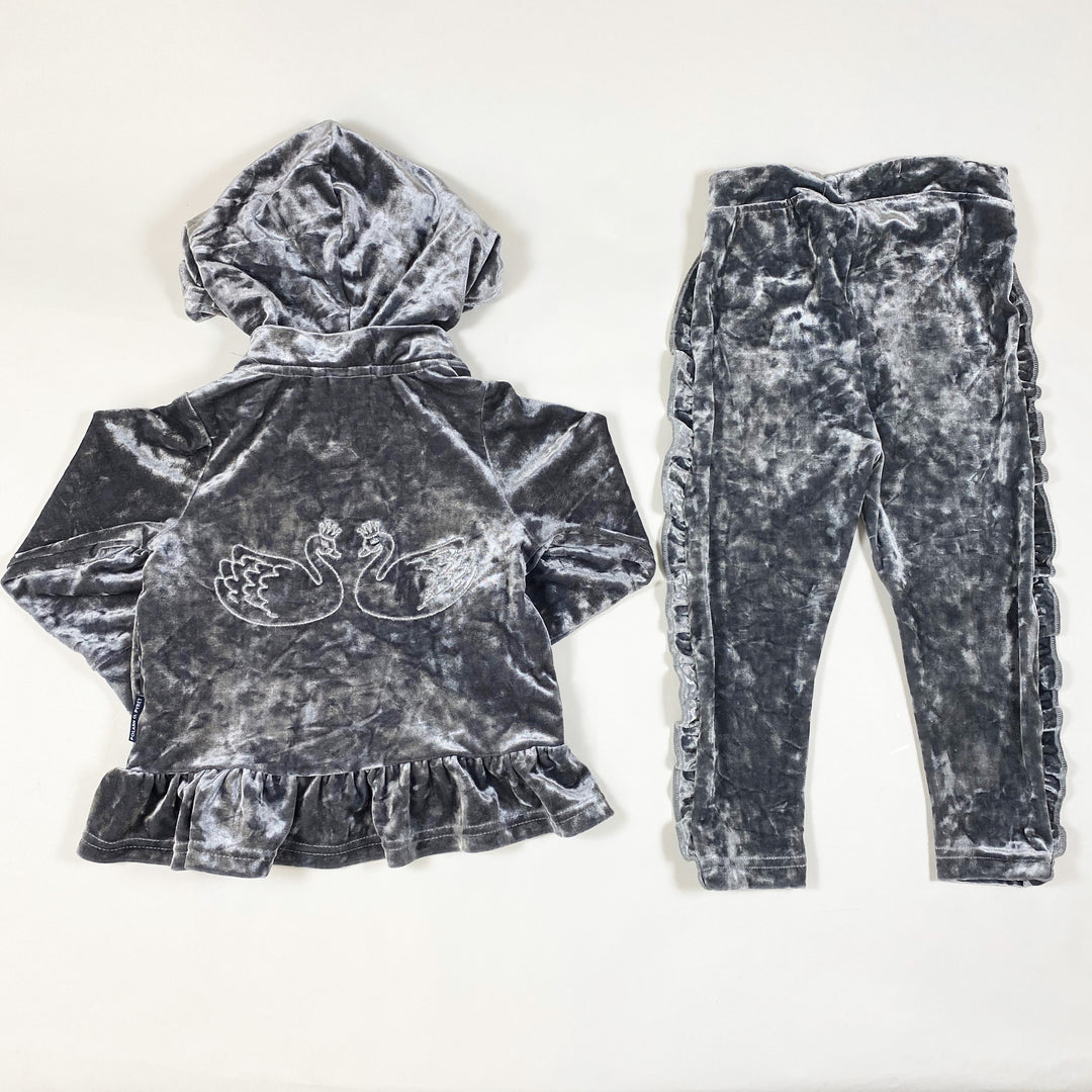 Polarn O. Pyret silver hooded velvet lounge set 92/1.5-2Y