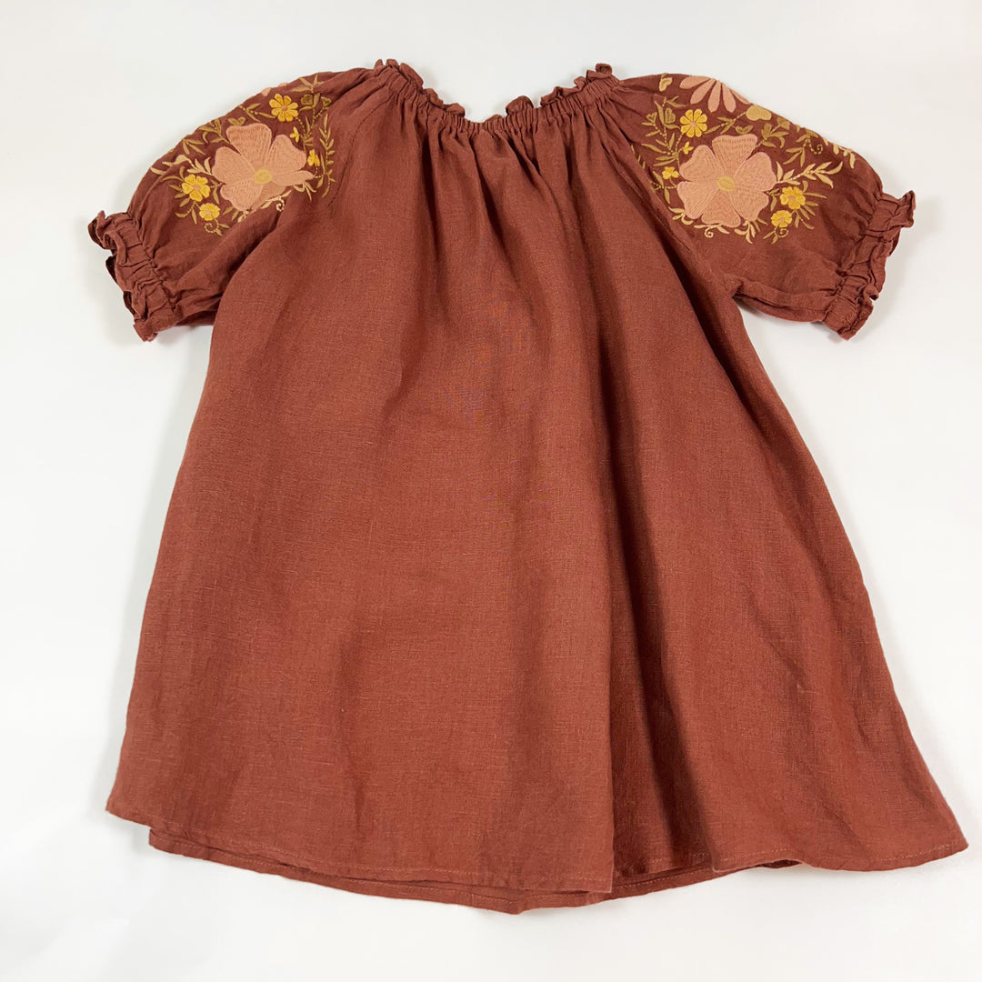 Apolina rust embroidered sleeve dress 3-5Y 3