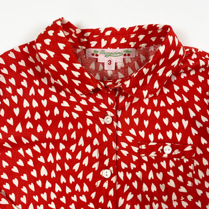 Bonpoint red heart blouse 3Y 2
