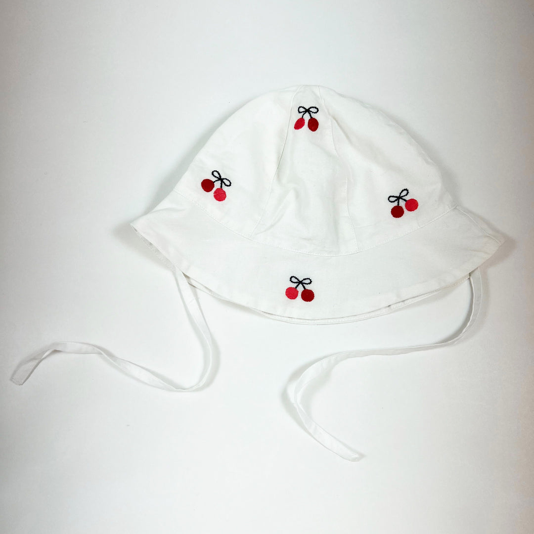 Jacadi white embroidered cherry sun hat 18M/M 1