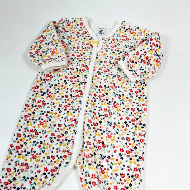 Petit Bateau ecru floral velours pyjama 6M/67 2