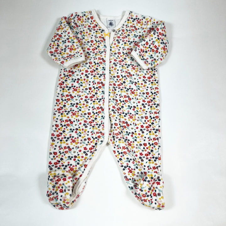 Petit Bateau ecru floral velours pyjama 6M/67 1