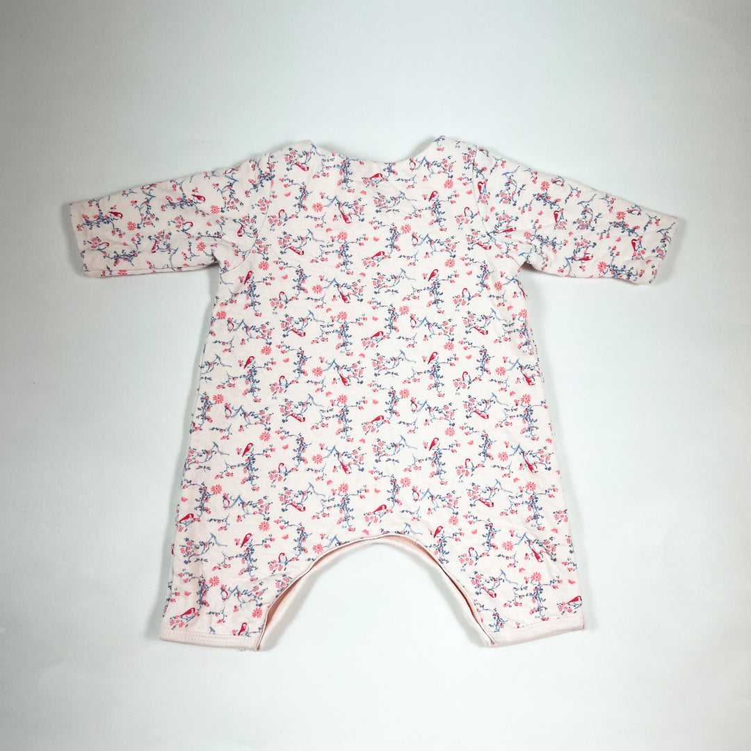 Petit Bateau pink floral quilted wrap onesie 1m/54 2