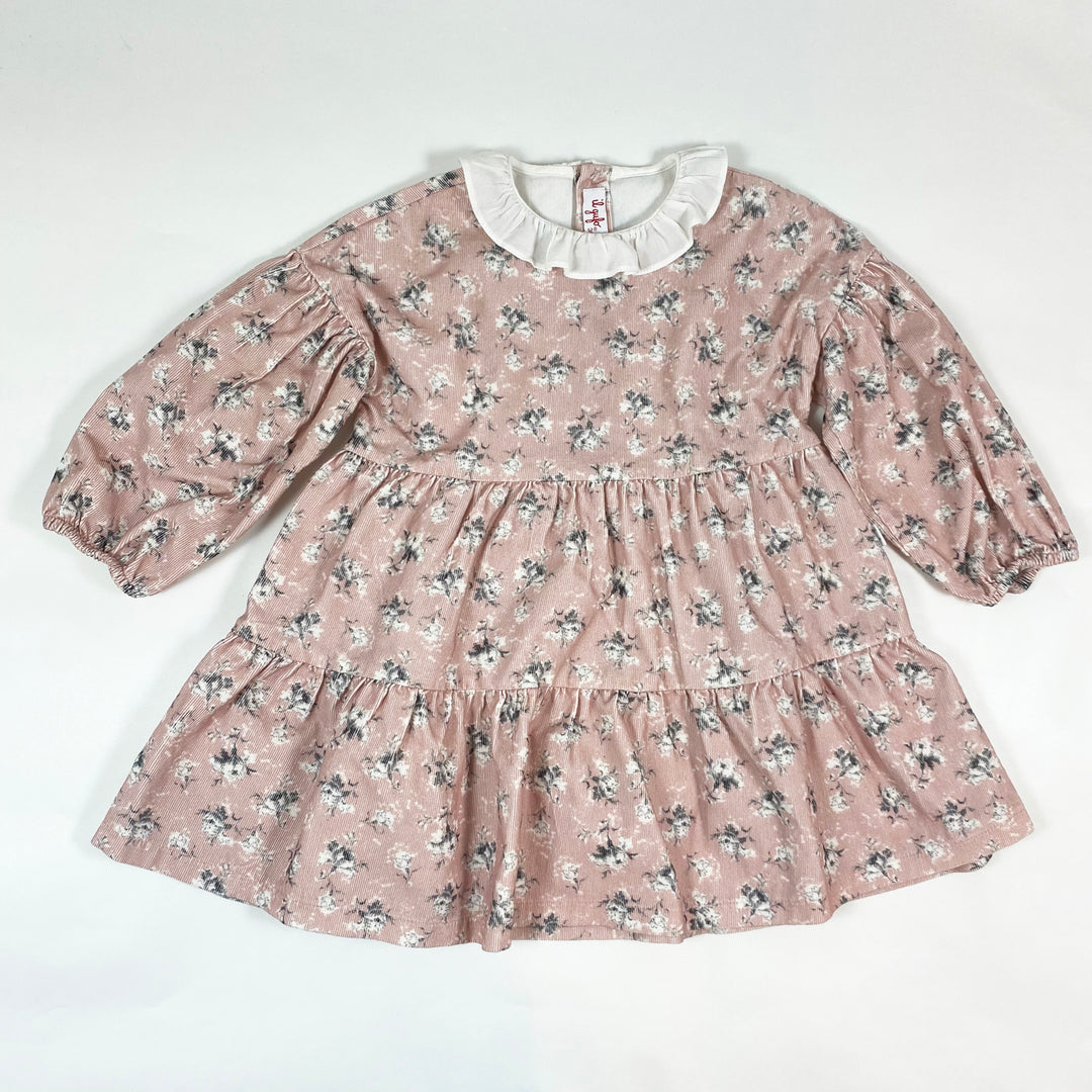 Il Gufo soft pink floral corduroy dress 36M 1