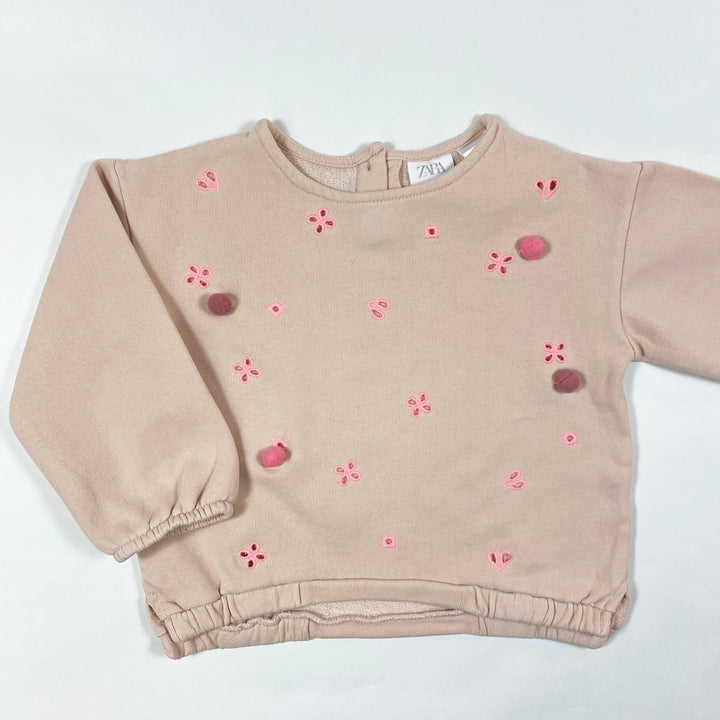 Zara pink pompom sweatshirt 18-24M/92