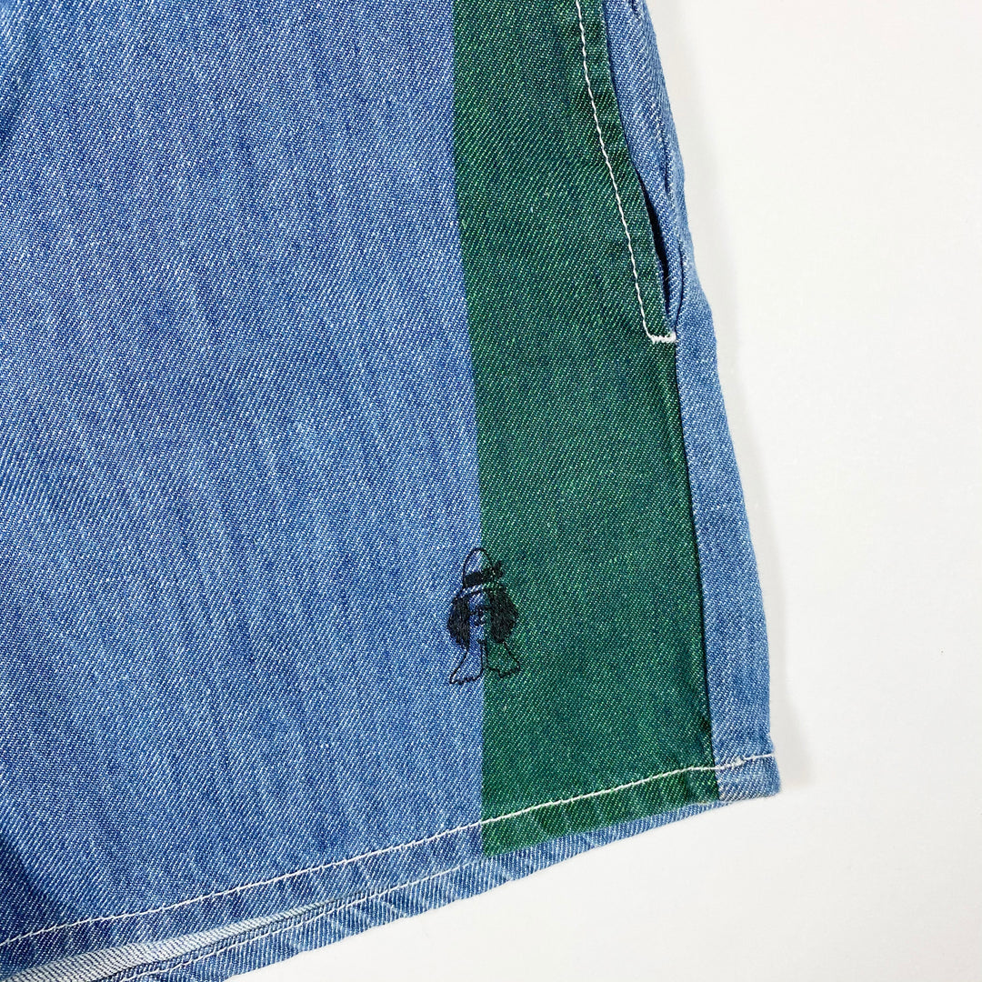 Bobo Choses blue denim shorts with green stripes Second Season 8-9Y/134cm