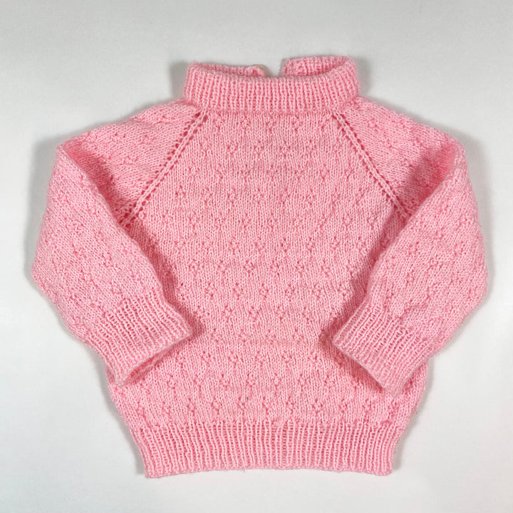 no brand pink handknit baby sweater 3-6M 2