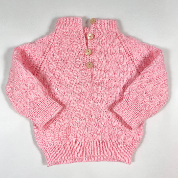 no brand pink handknit baby sweater 3-6M 1