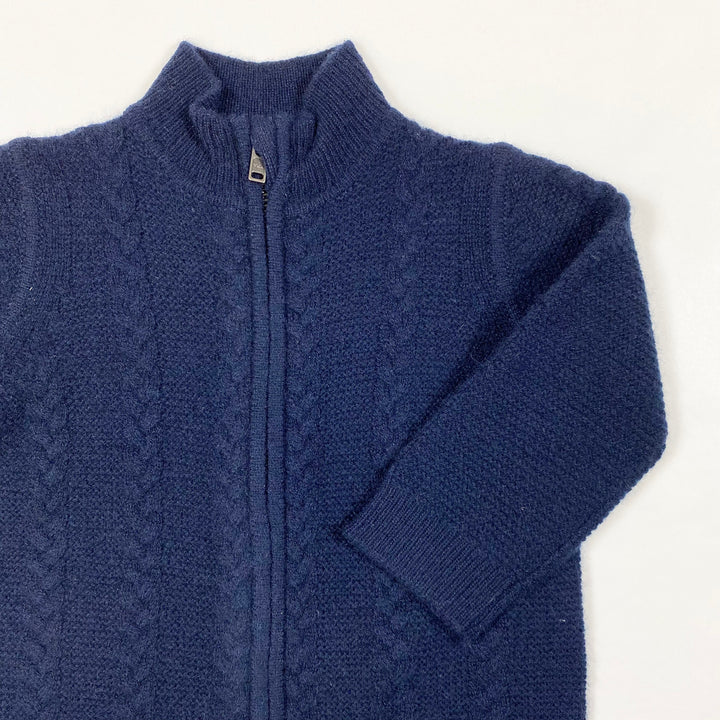 Bonpoint navy cable knit cashmere cardigan 6M 2