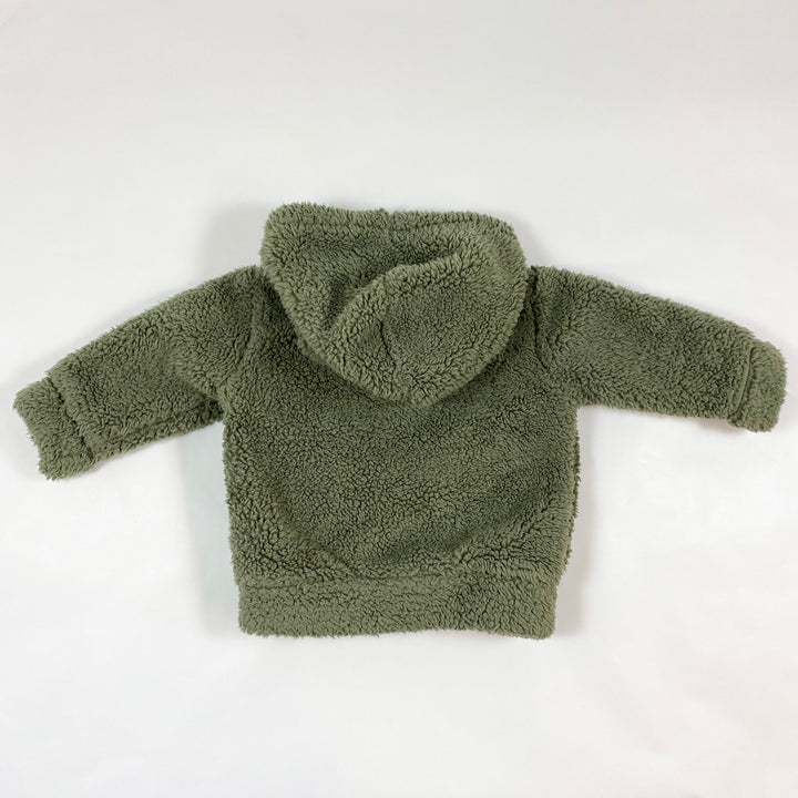 Benetton moss green hooded sherpa jacket 9-12M/74 3