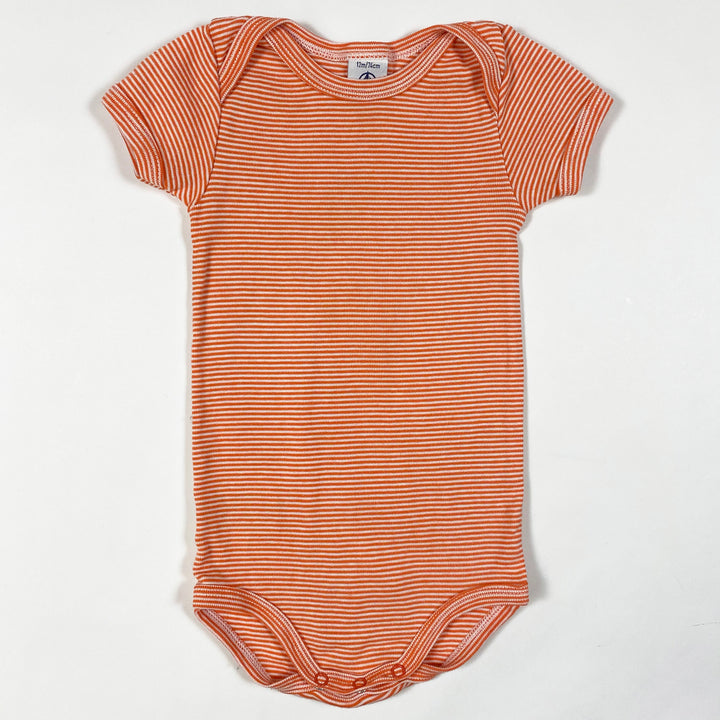 Petit Bateau orange gestreifter Kurzarmbody 12M/74