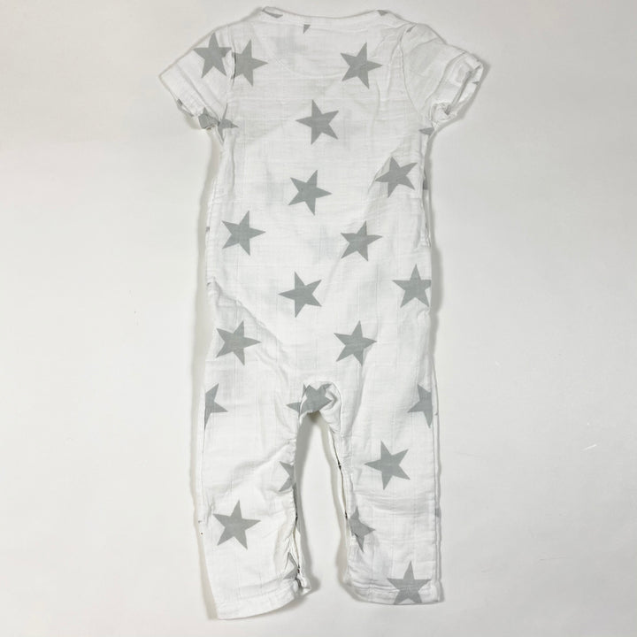 Aden + Anais white star print kimono wrap overall 9-12M