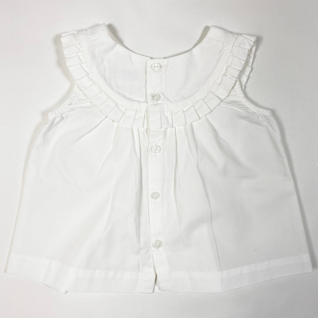 Jacadi crisp-weisse ärmellose Bluse mit Rüschen 6M/67cm