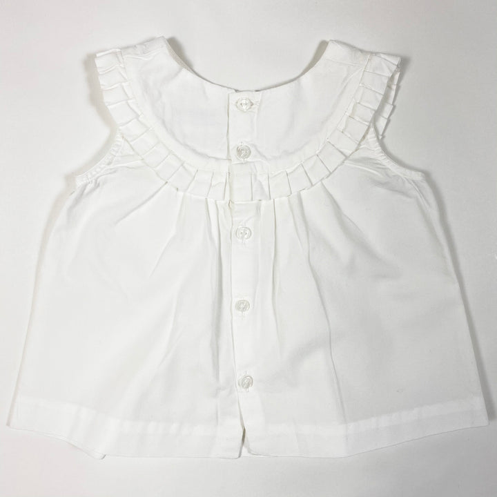 Jacadi crisp-weisse ärmellose Bluse mit Rüschen 6M/67cm