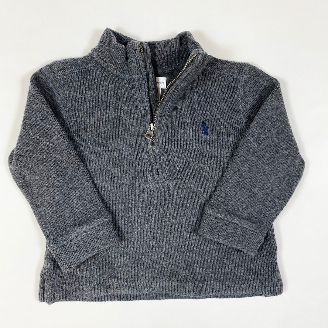 Ralph Lauren graues Ripp-Sweatshirt mit halbem Reissverschluss 18M