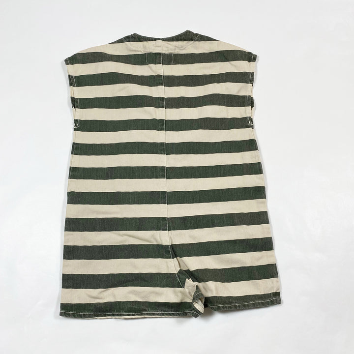 The Animals Observatory green striped romper 2Y 2
