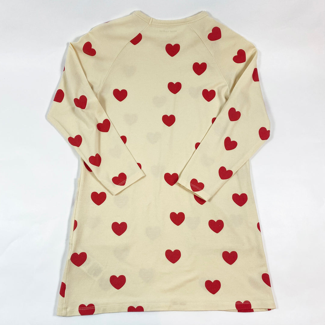 Mini Rodini cream long sleeve dress with red hearts 116-122 2