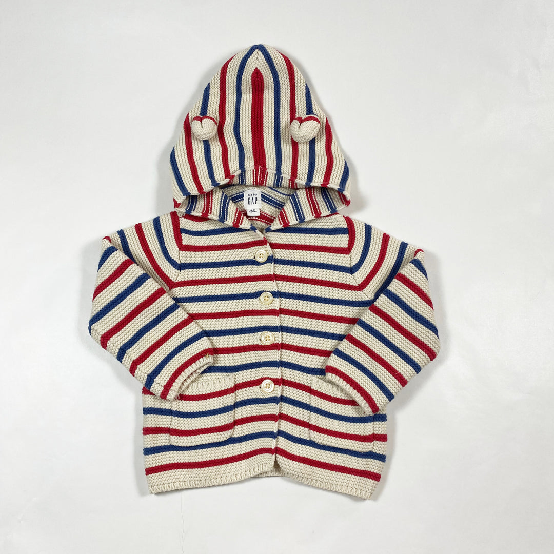 Gap beige red blue striped knit cardigan 18-24M 1