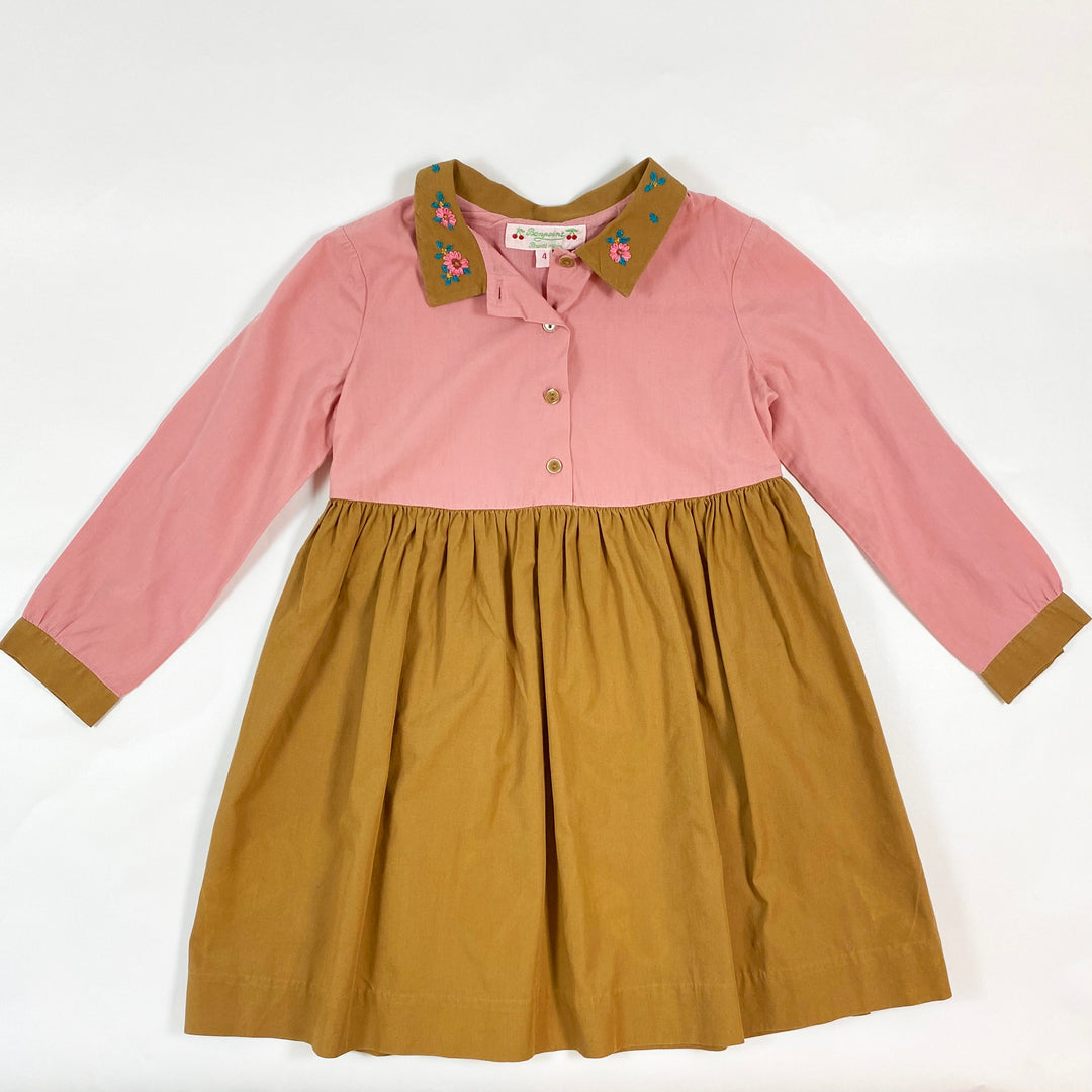 Bonpoint vintage pink dress with embroidered collar 4Y 1