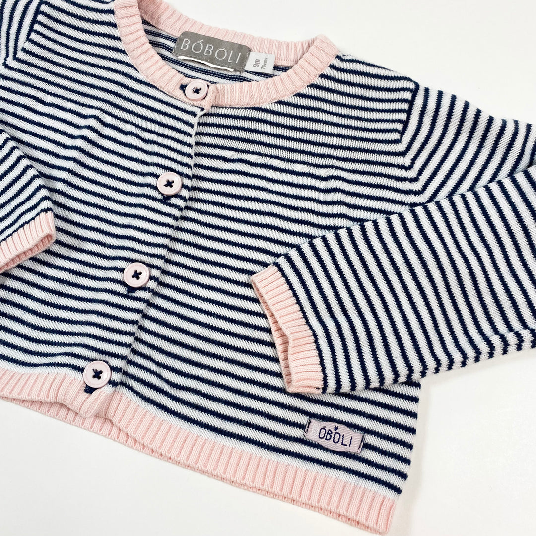 Boboli navy striped cardigan with pink details 9M/74 2