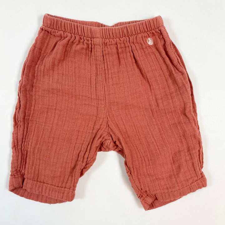 Petit Bateau peach organic cotton muslin pants 3M/60 1