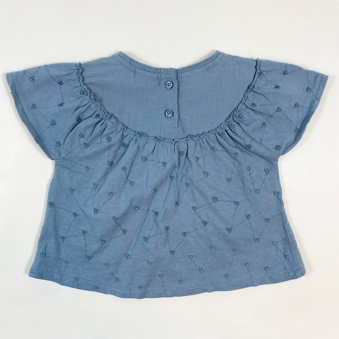 Zara blue/grey embroidered heart top 6-9M/74 2