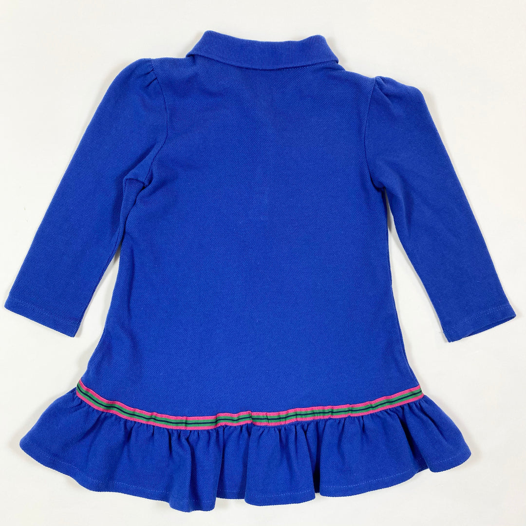Ralph Lauren blue long-sleeved dress with cheval detail & matching bloomers 24M