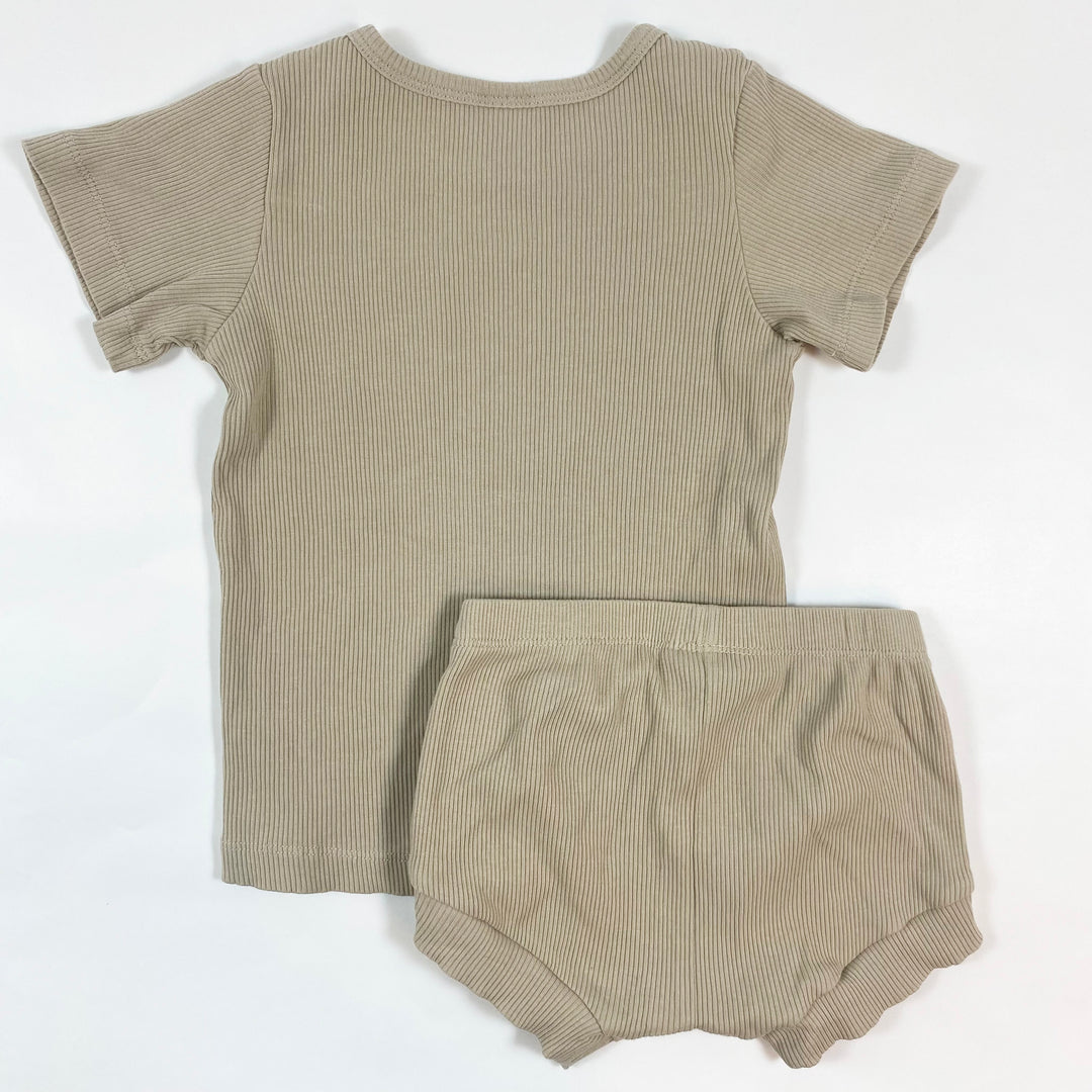 Mebie Baby beige ribbed short set 3Y 2