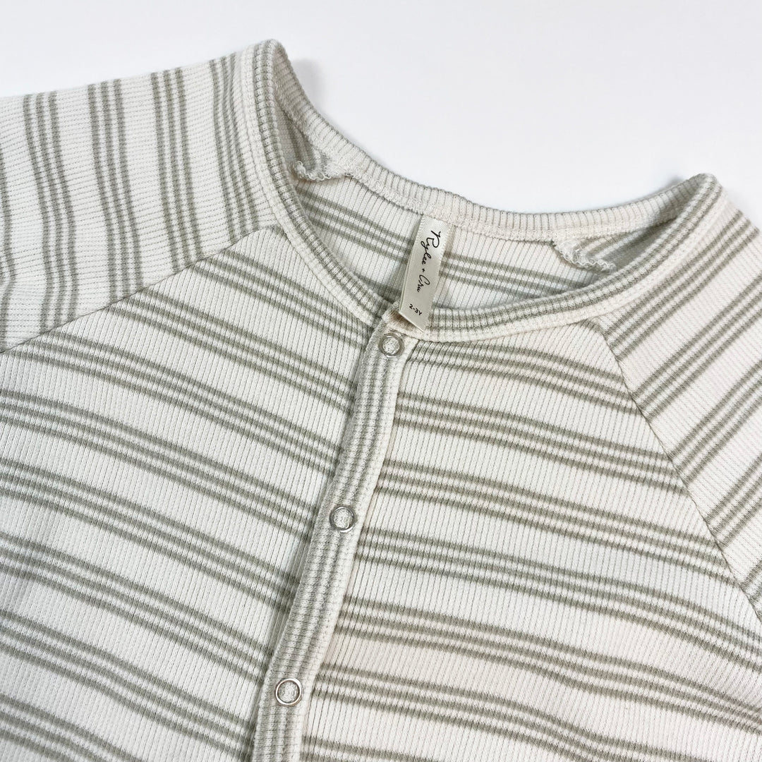 Rylee + Cru light khaki striped ribbed pyjama 2-3Y 3