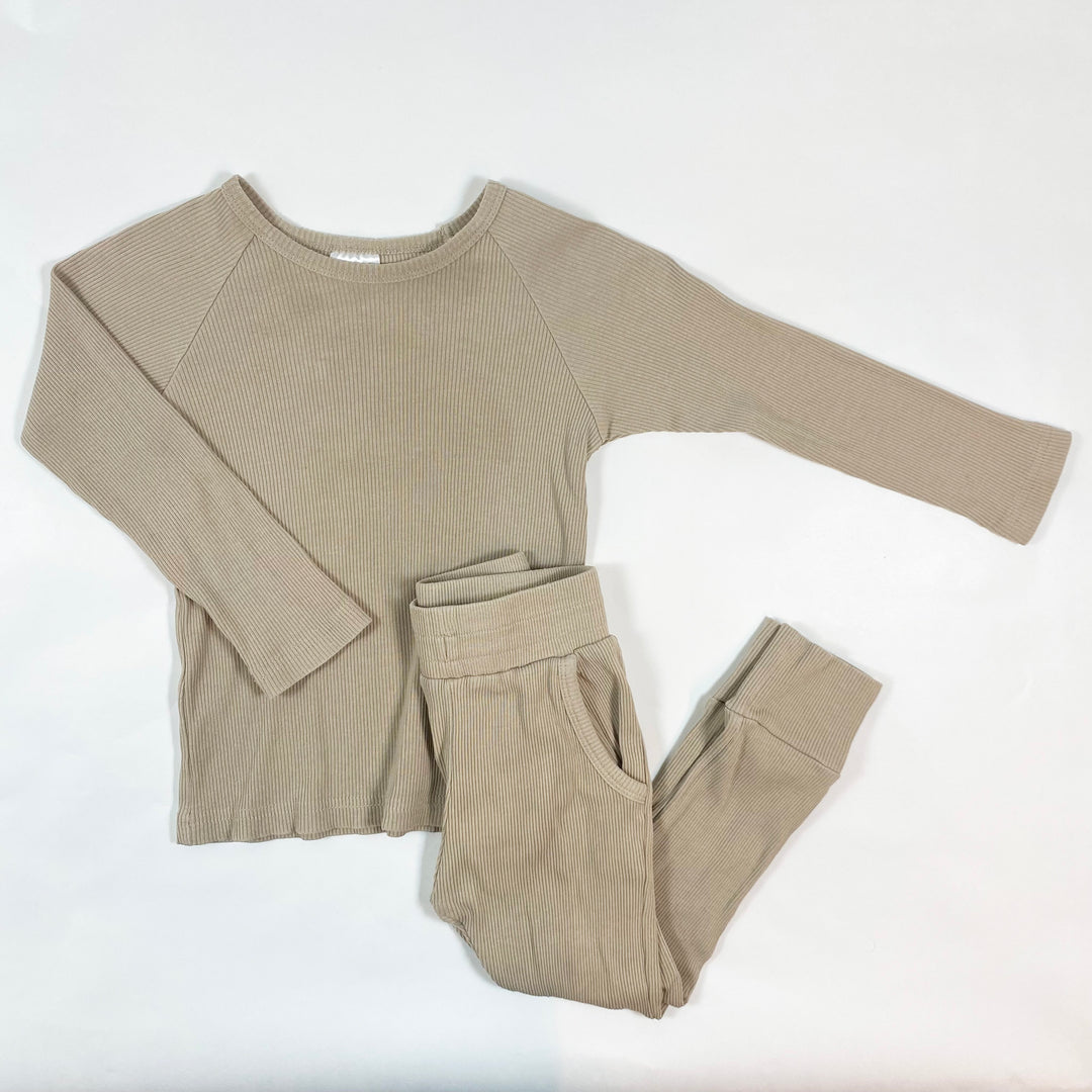 Mebie Baby beige ribbed long set 3Y 1