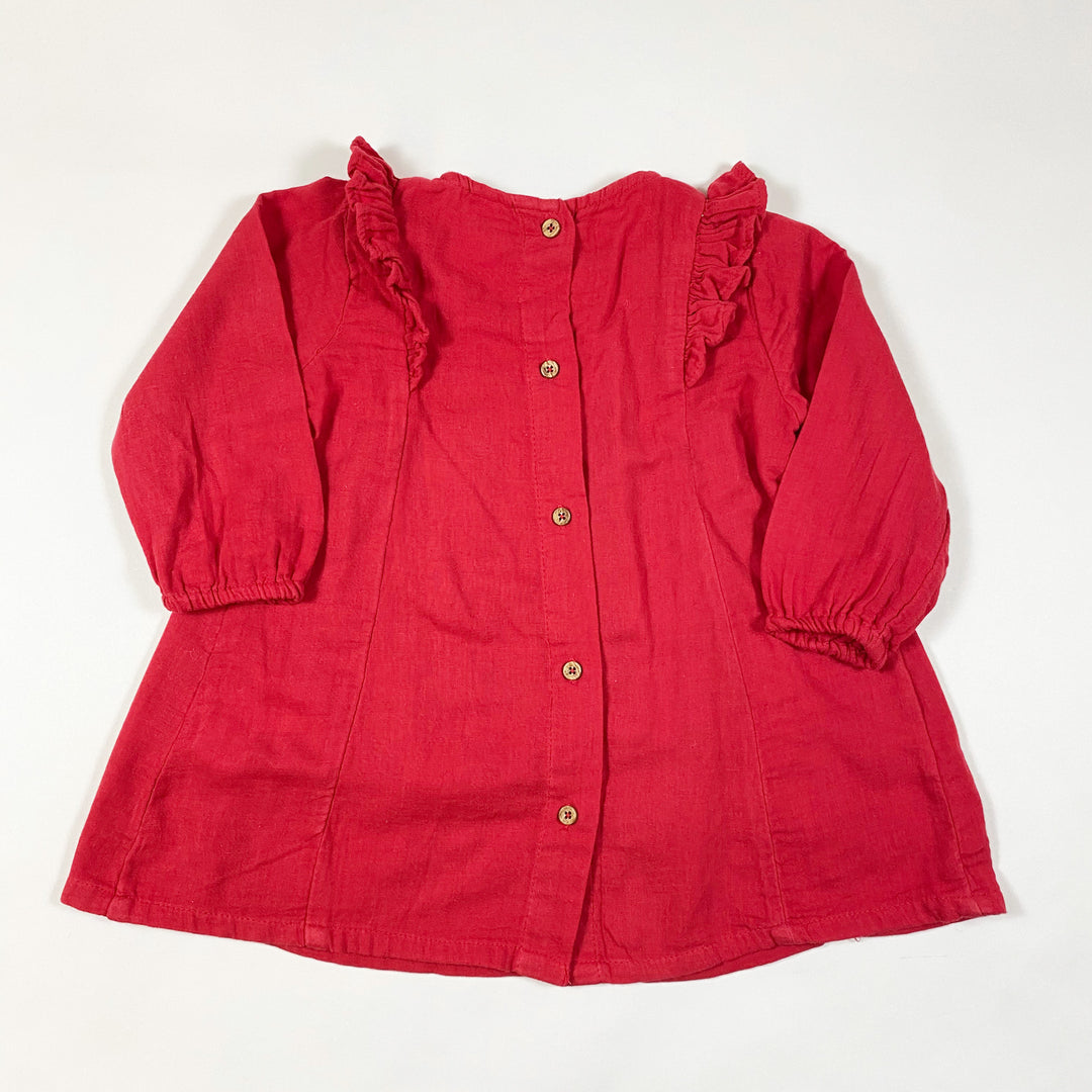 Lindex rotes langärmeliges Kleid mit Volant 86/12-18M