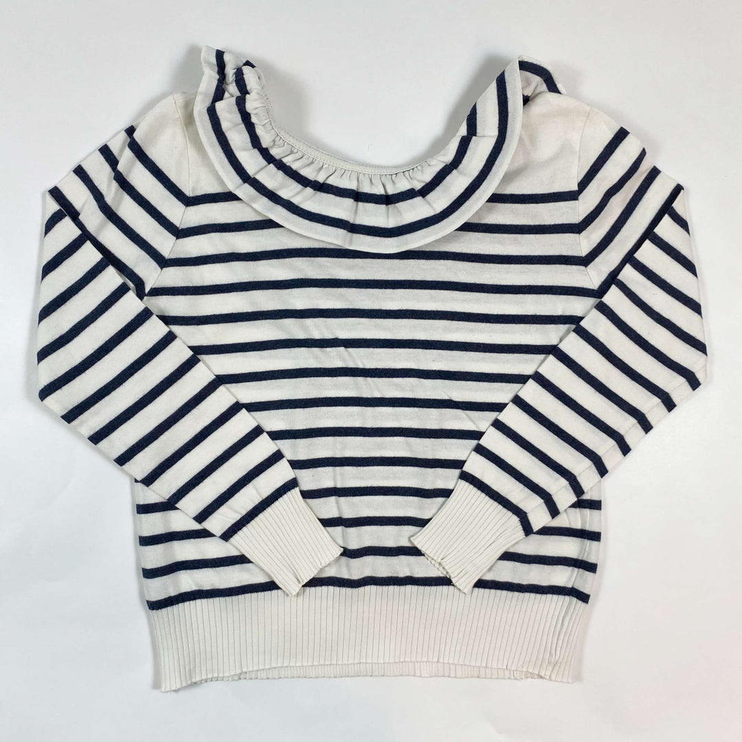 Emile et Ida blue striped ruffled collar pullover 8Y 3