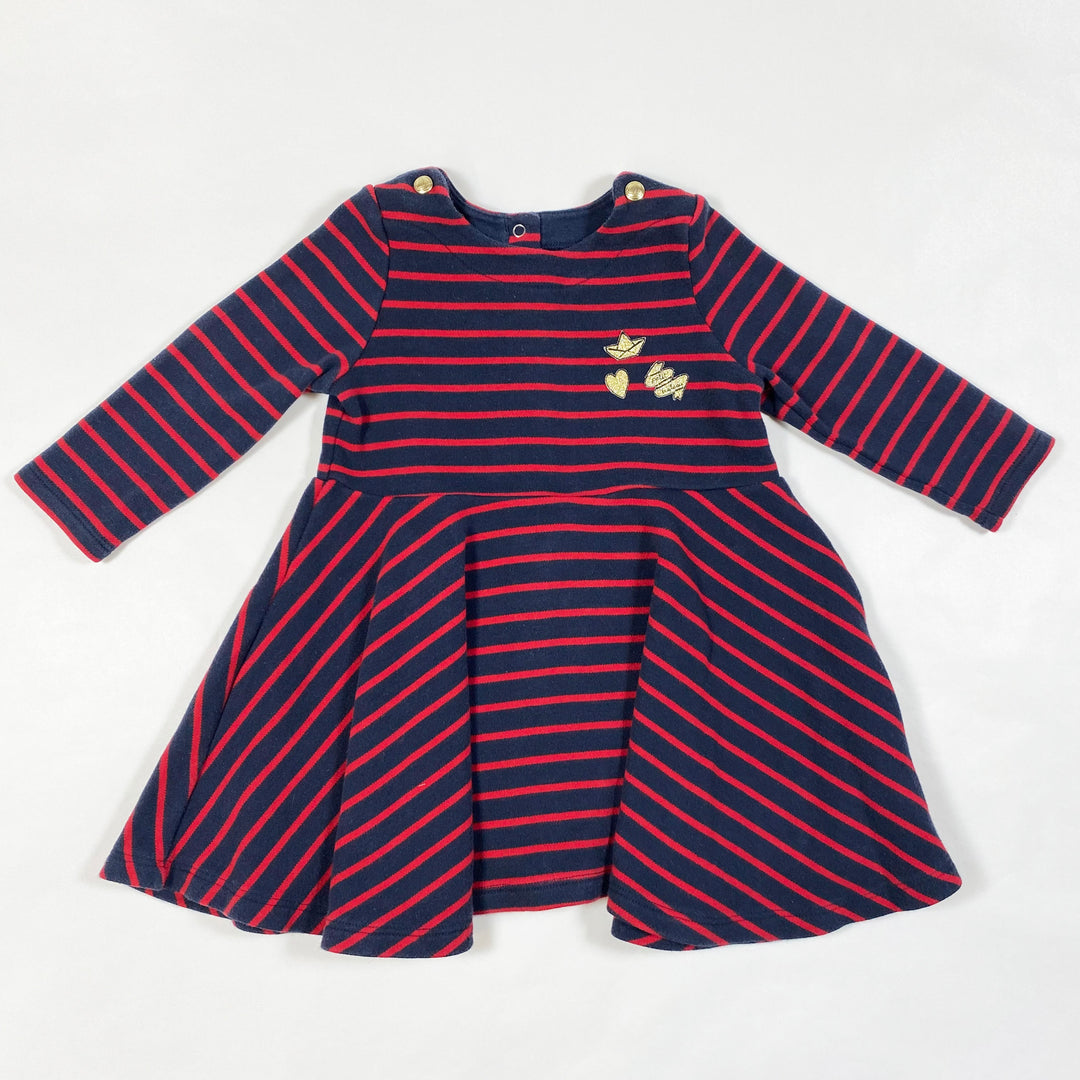 Petit Bateau navy/red jersey dress 18M/81cm 1