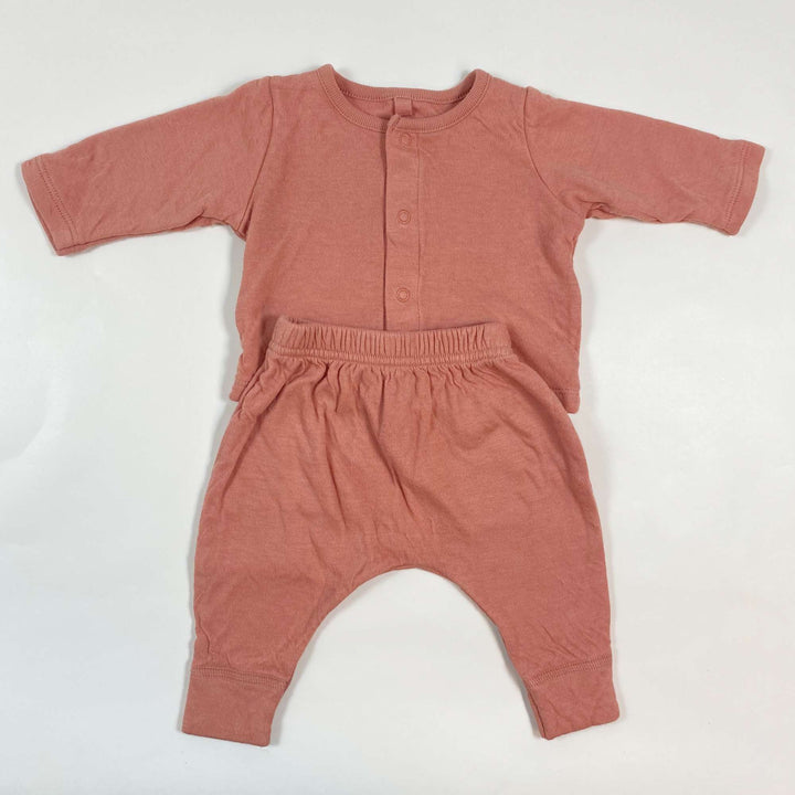 Petit Bateau peach pink organic cotton baby set 1M/54 1