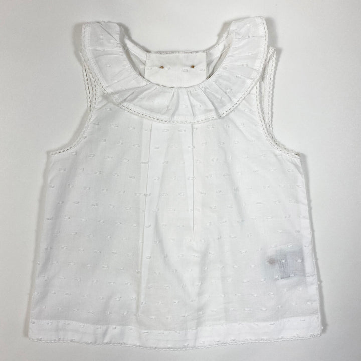 Cyrillus white pointelle sleeveless blouse 18M