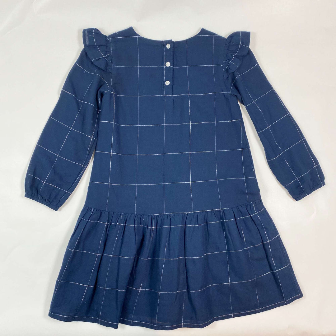 The Little White Company navy silver check dress 4-5Y 2