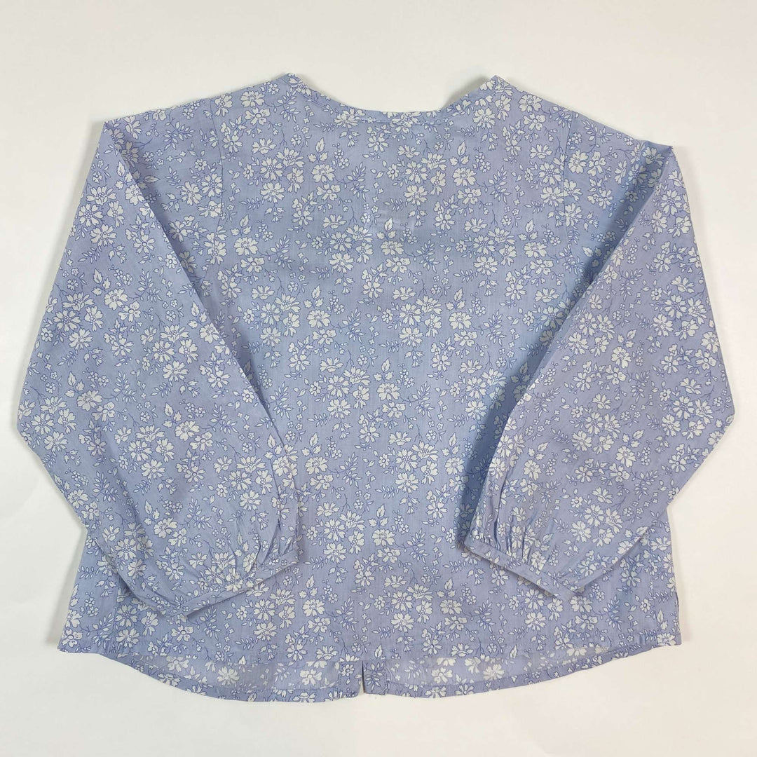 Jacadi pale blue floral smocked blouse with neon green detail 36M/96 3