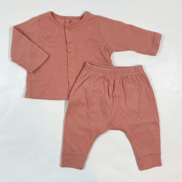 Petit Bateau peach pink organic cotton baby set 3M/60 1