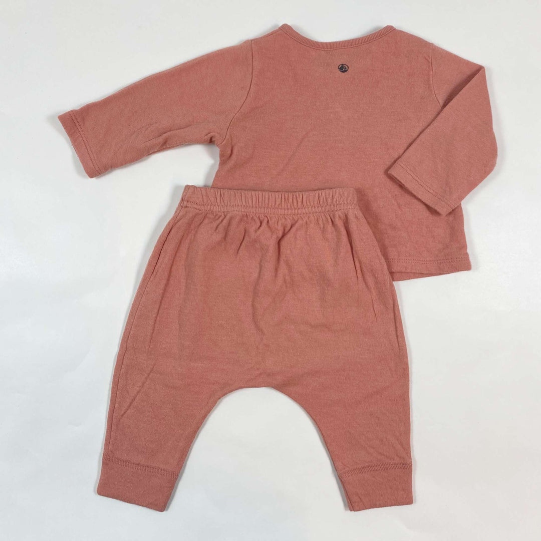 Petit Bateau peach pink organic cotton baby set 3M/60 2